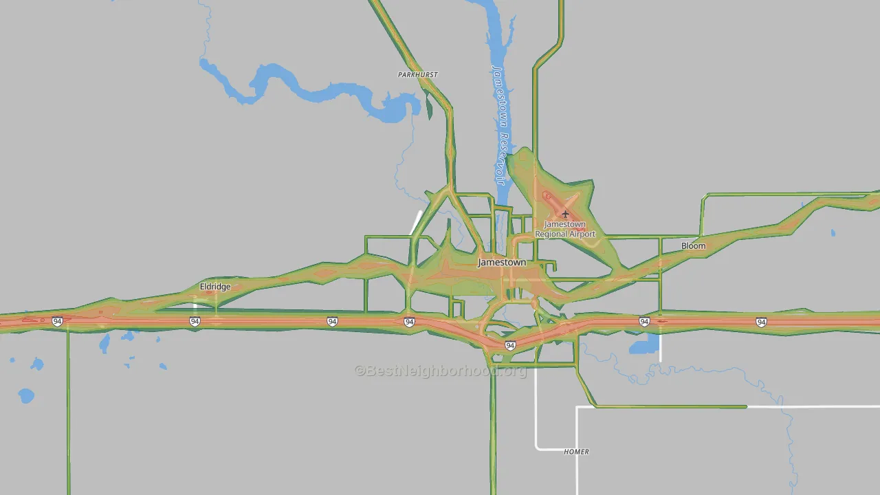 Stutsman County, ND Map of Noise Levels in Stutsman County