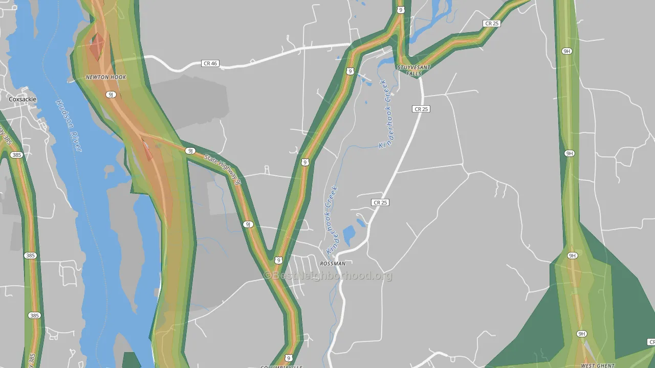 Stuyvesant Falls, NY Map of Noise Levels in Stuyvesant Falls