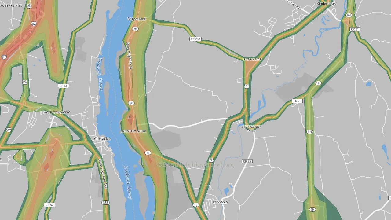 Stuyvesant, NY Map of Noise Levels in Stuyvesant