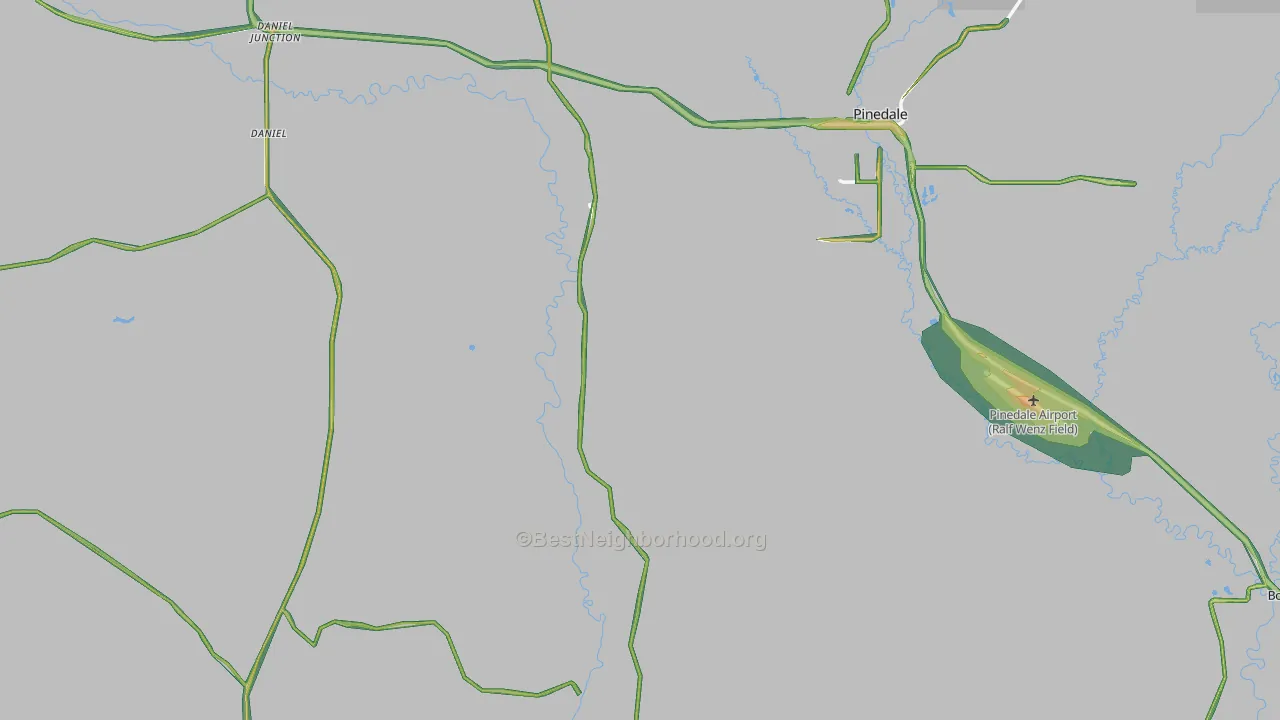 Sublette County, WY Map of Noise Levels in Sublette County