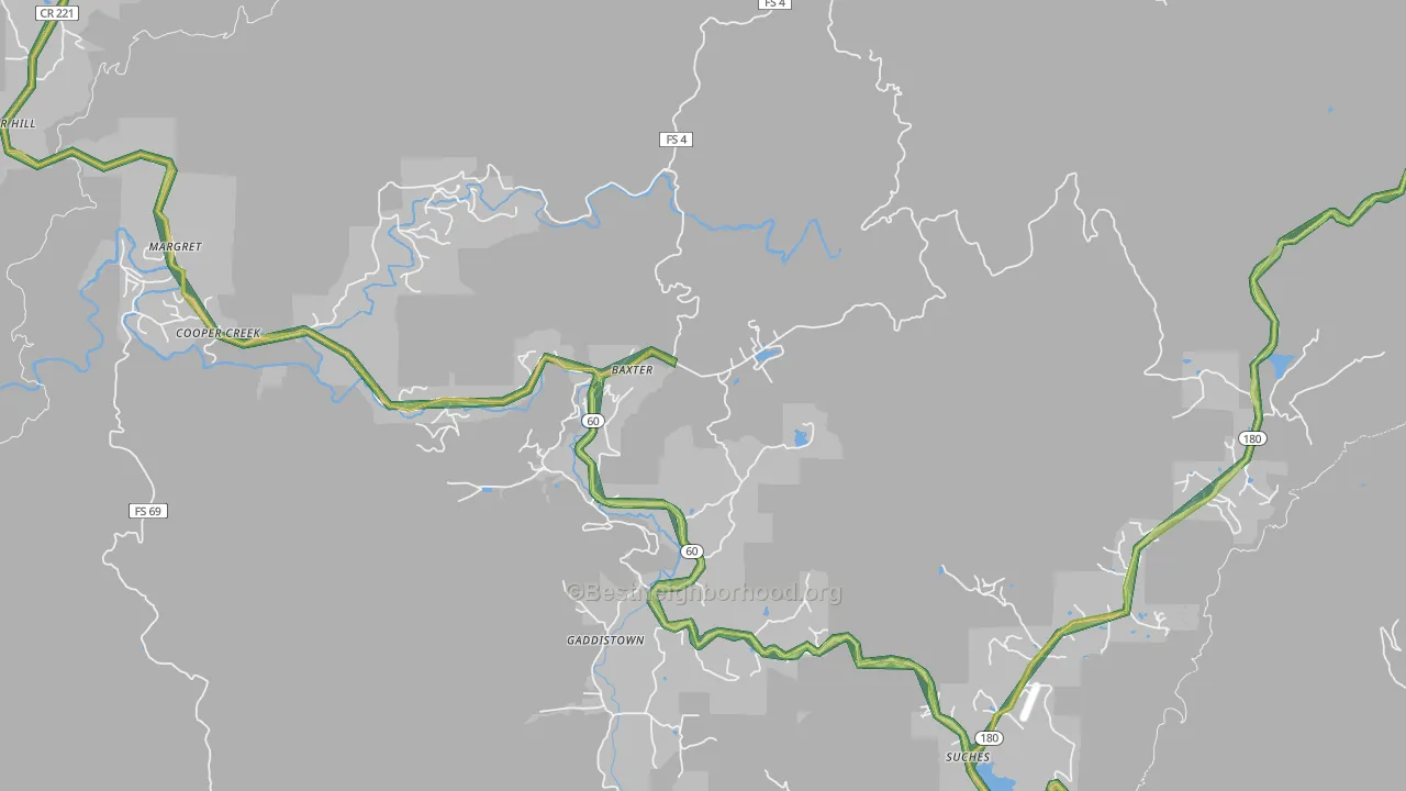 Suches, GA Map of Noise Levels in Suches