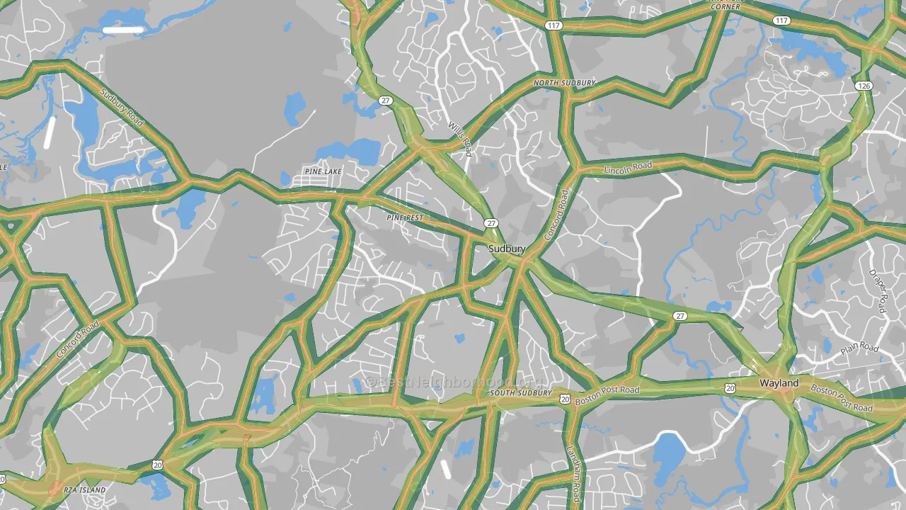 Sudbury, MA Map of Noise Levels in Sudbury