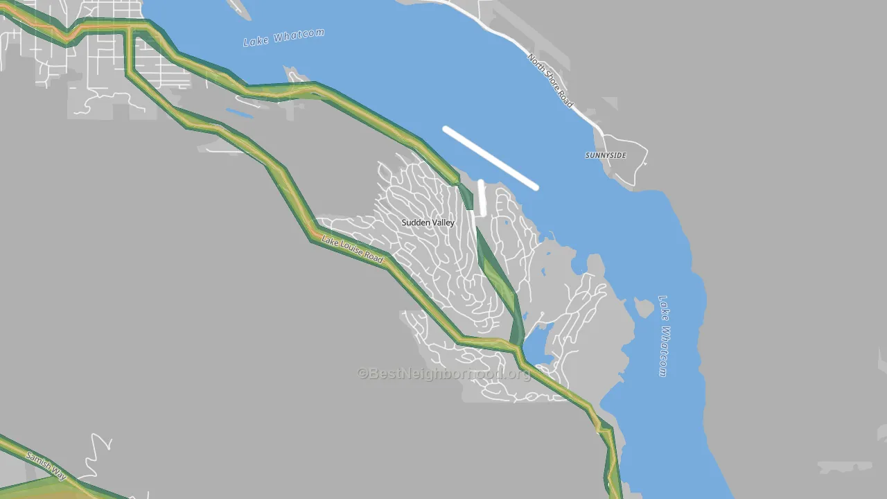 Sudden Valley, WA Map of Noise Levels in Sudden Valley