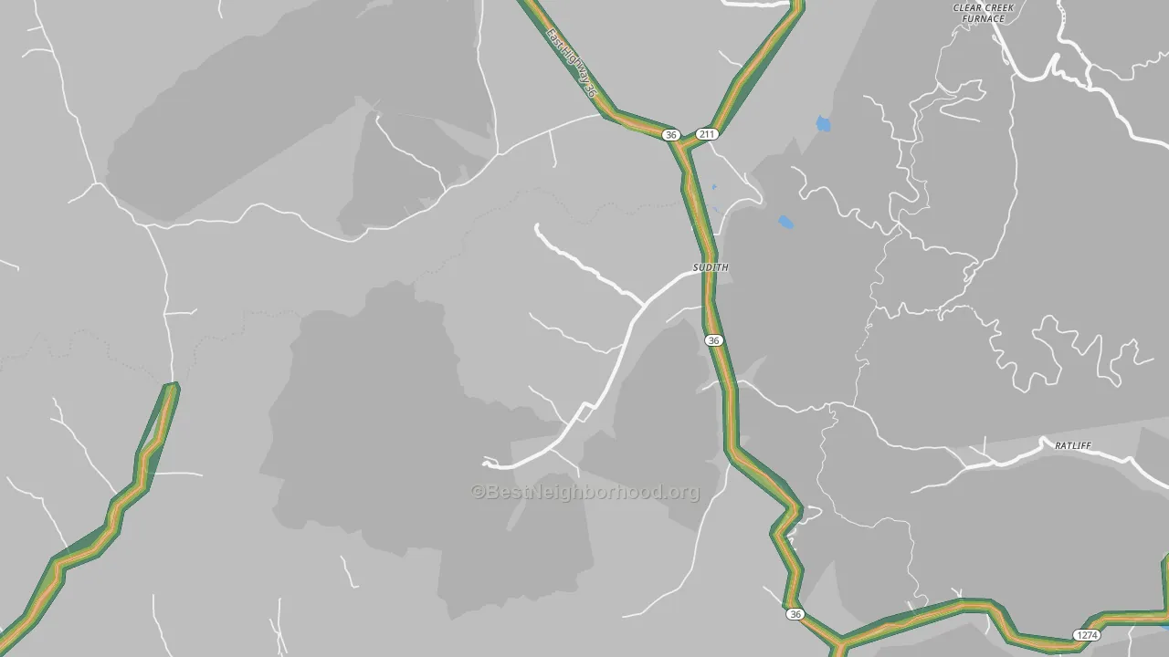 Sudith, KY Map of Noise Levels in Sudith