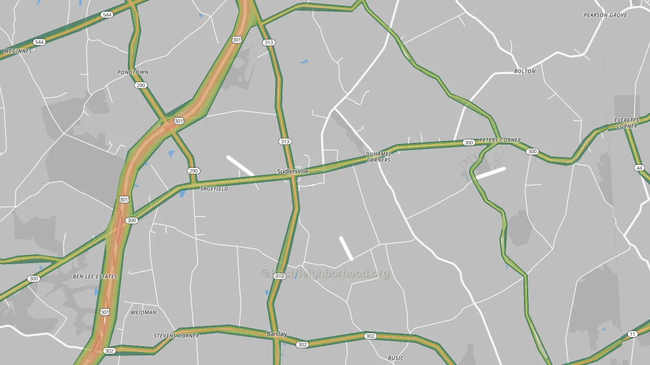 Sudlersville, MD Map of Noise Levels in Sudlersville