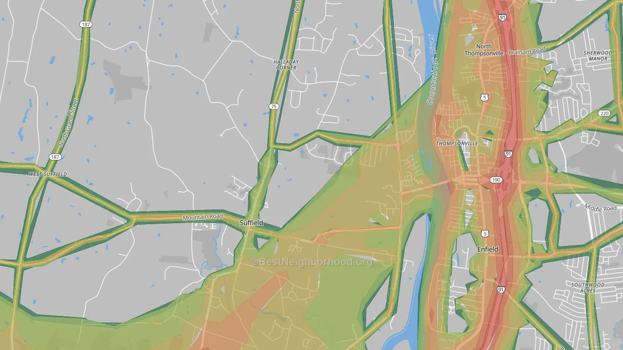 Suffield, CT Map of Noise Levels in Suffield
