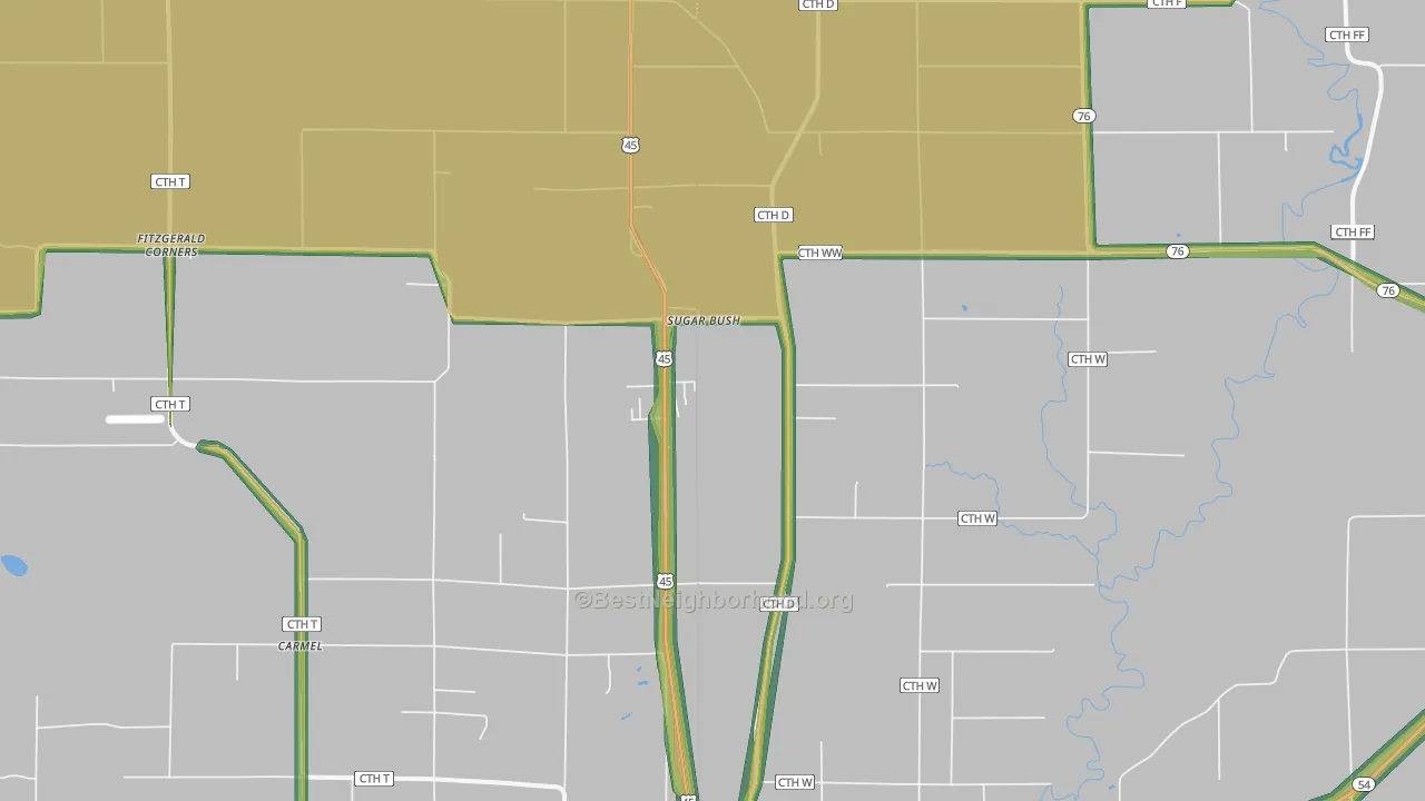 Sugar Bush, WI Map of Noise Levels in Sugar Bush