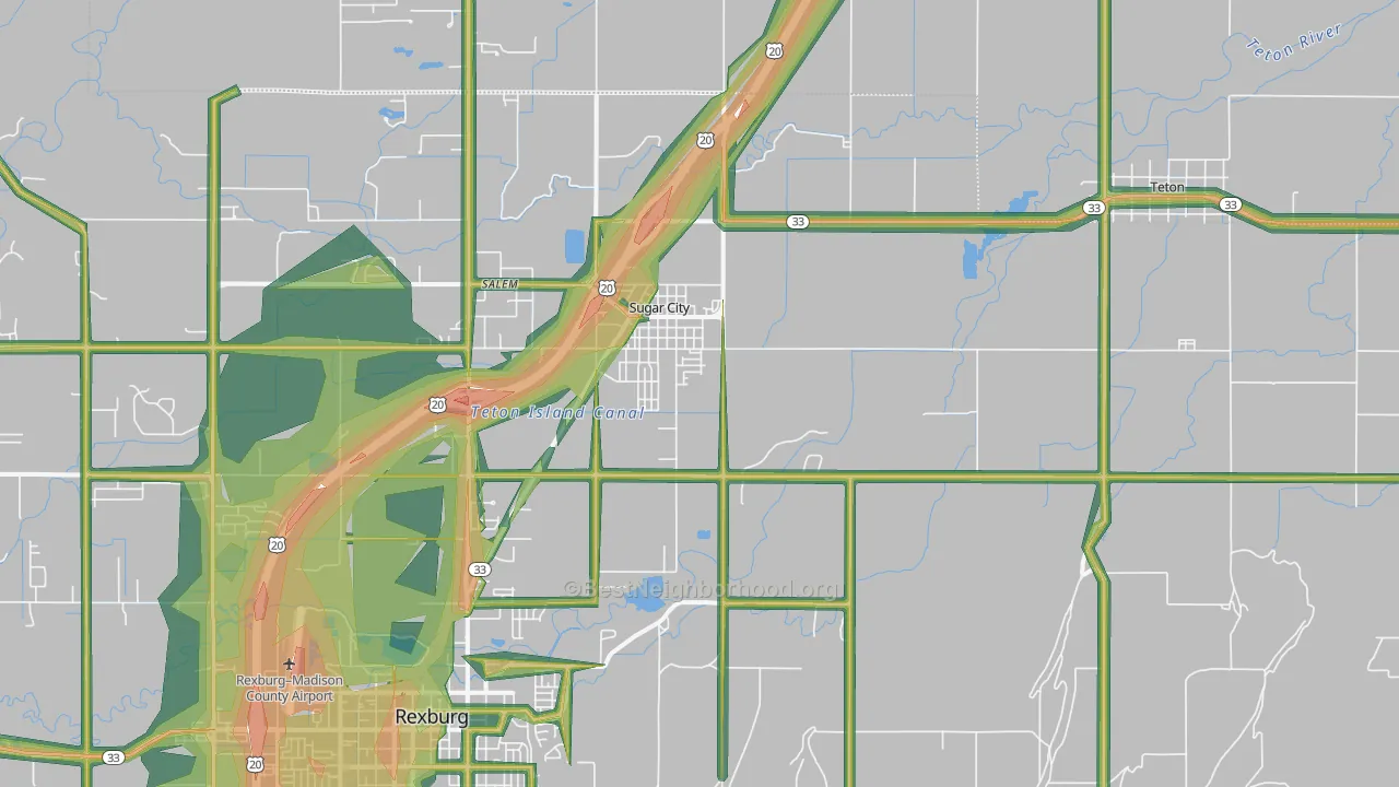 Sugar City, ID Map of Noise Levels in Sugar City