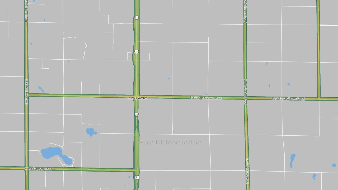 Sugar Grove, MI Map of Noise Levels in Sugar Grove