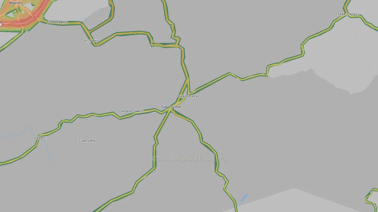 Sugar Grove, VA Map of Noise Levels in Sugar Grove