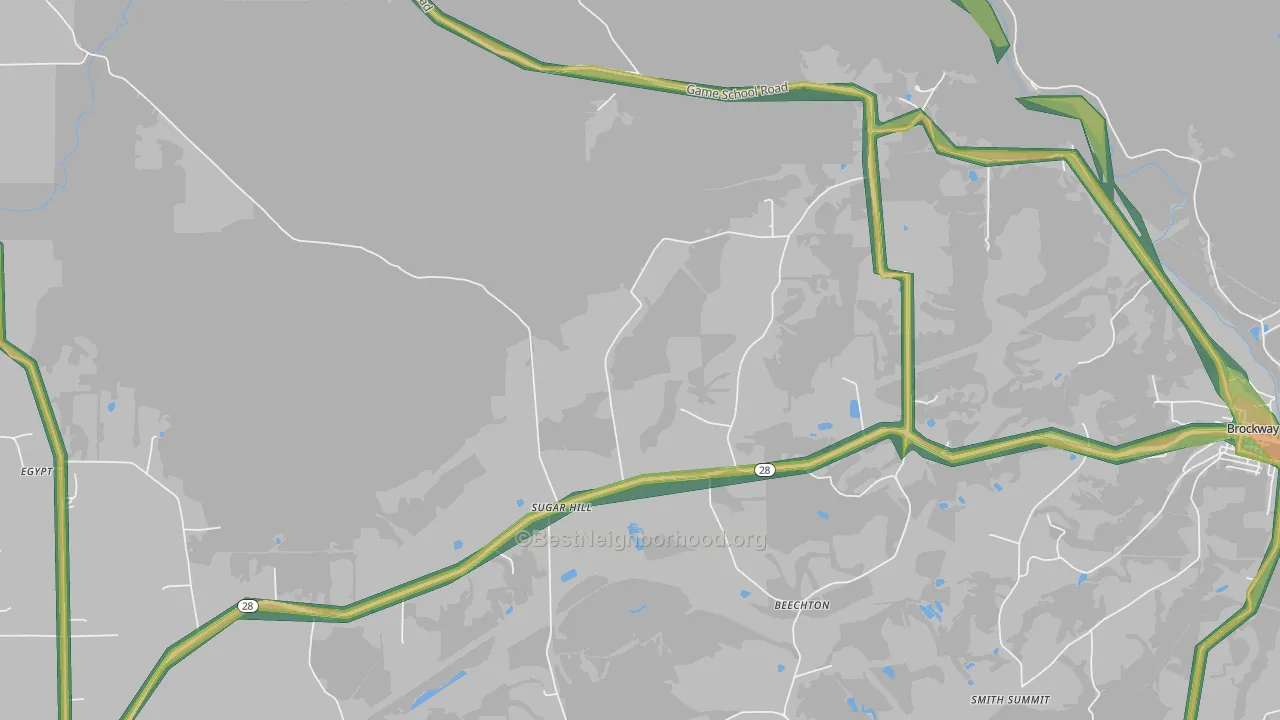 Sugar Hill, PA Map of Noise Levels in Sugar Hill