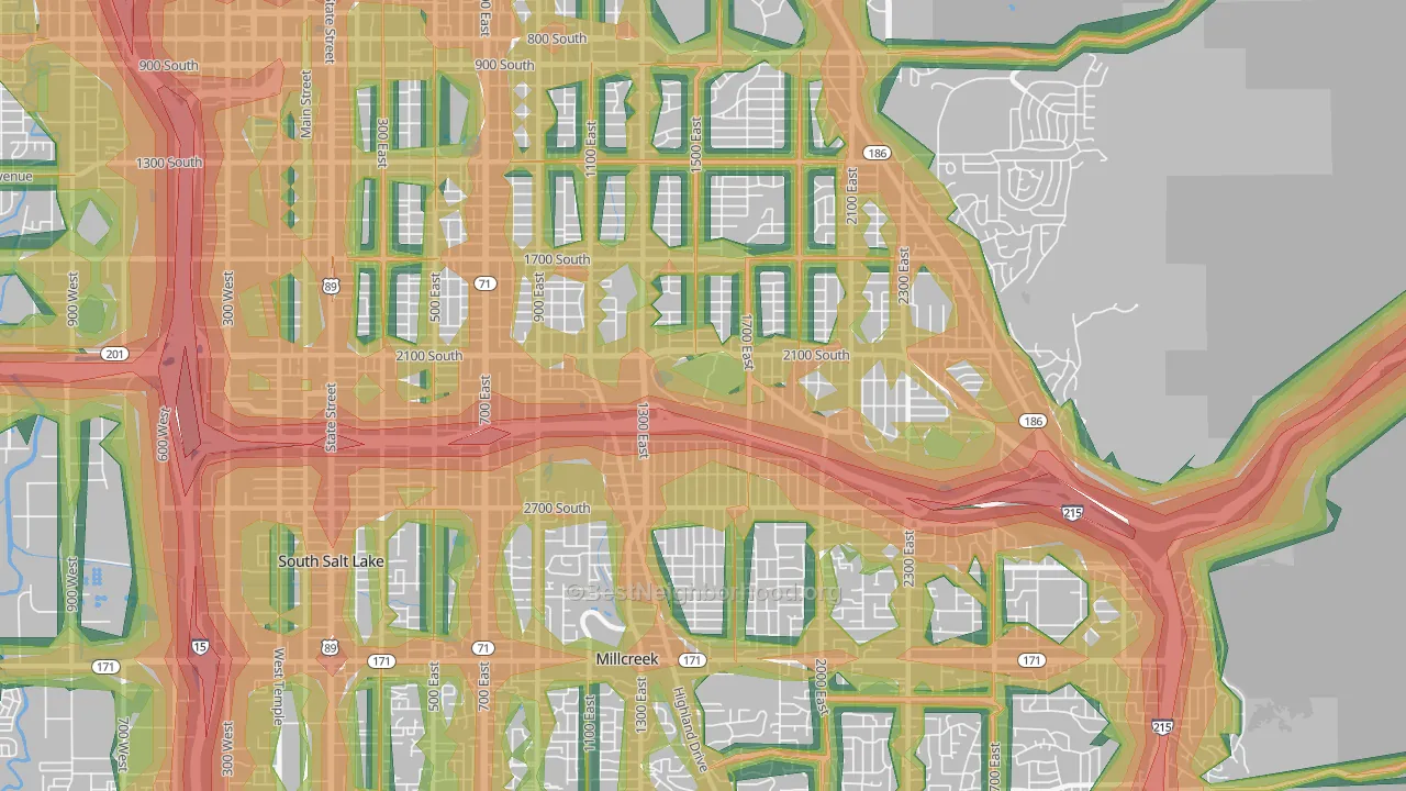 Sugar House, Salt Lake City, UT Map of Noise Levels in Sugar House