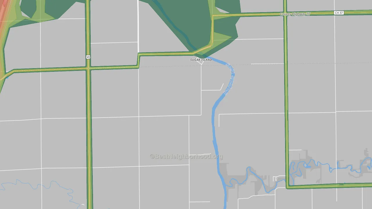 Sugar Island, IL Map of Noise Levels in Sugar Island