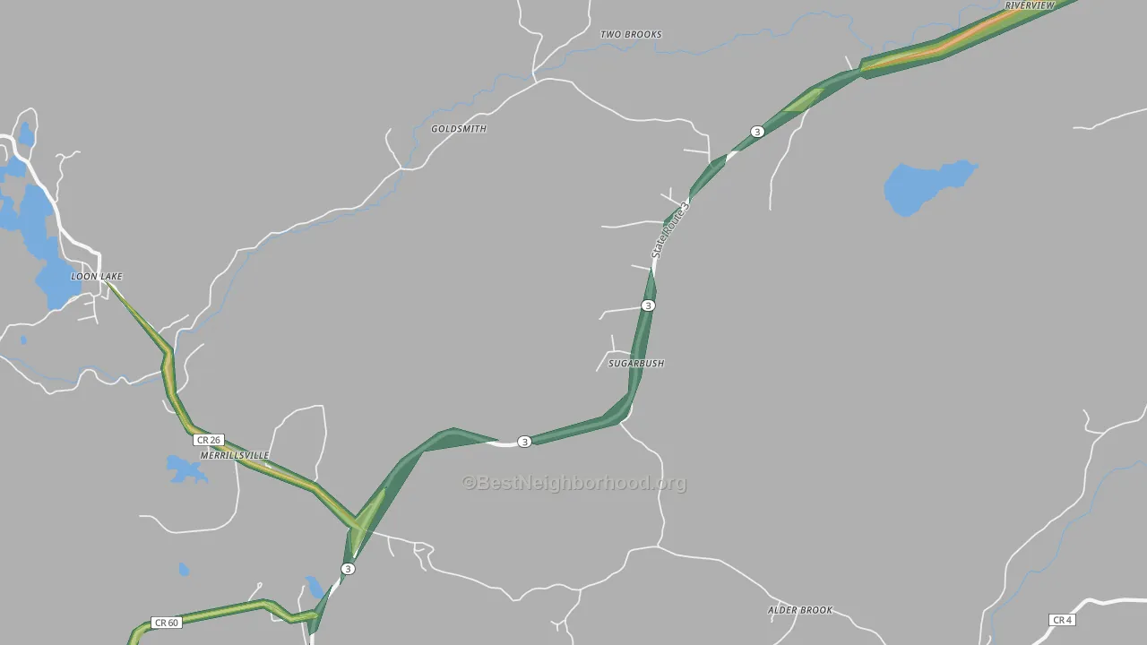 Sugarbush, NY Map of Noise Levels in Sugarbush