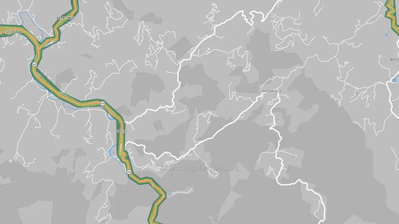 Sugarfork, NC Map of Noise Levels in Sugarfork