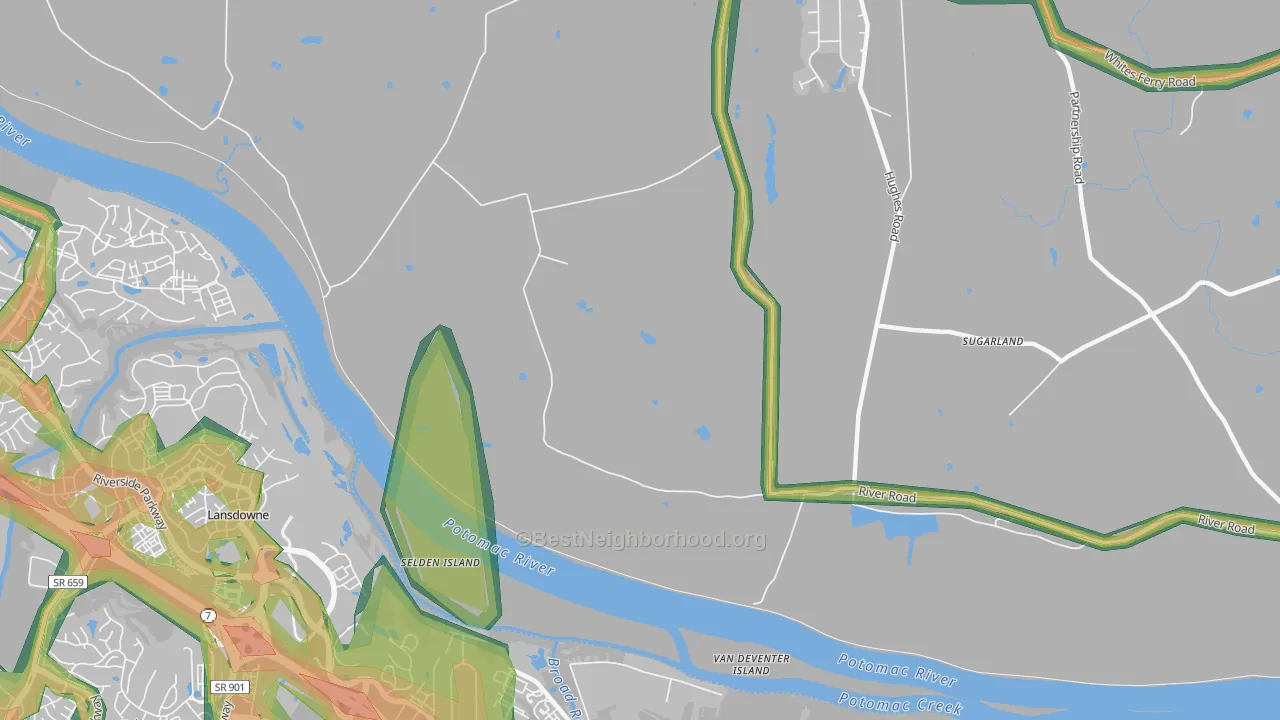 Sugarland, MD Map of Noise Levels in Sugarland