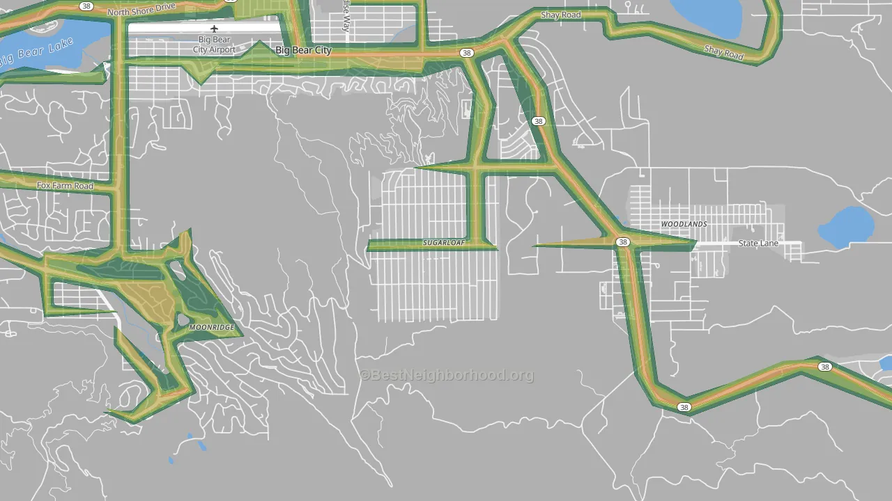Sugarloaf, CA Map of Noise Levels in Sugarloaf