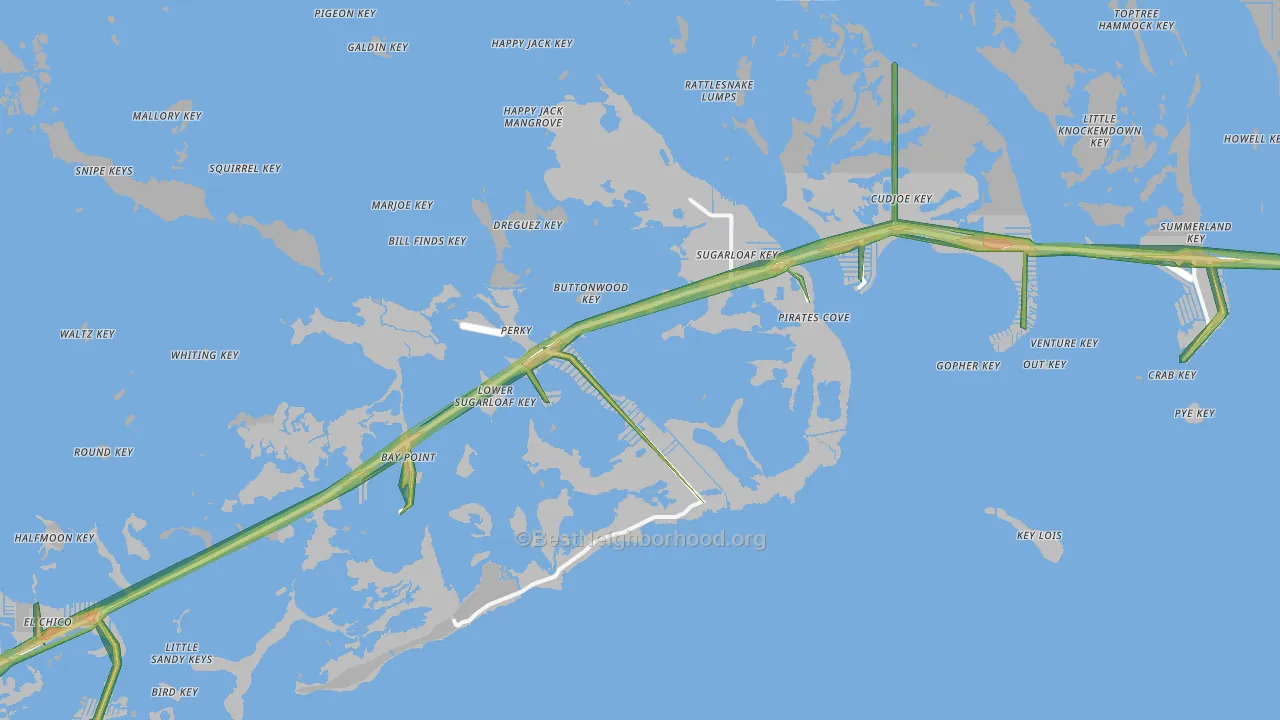 Sugarloaf Shores, FL Map of Noise Levels in Sugarloaf Shores