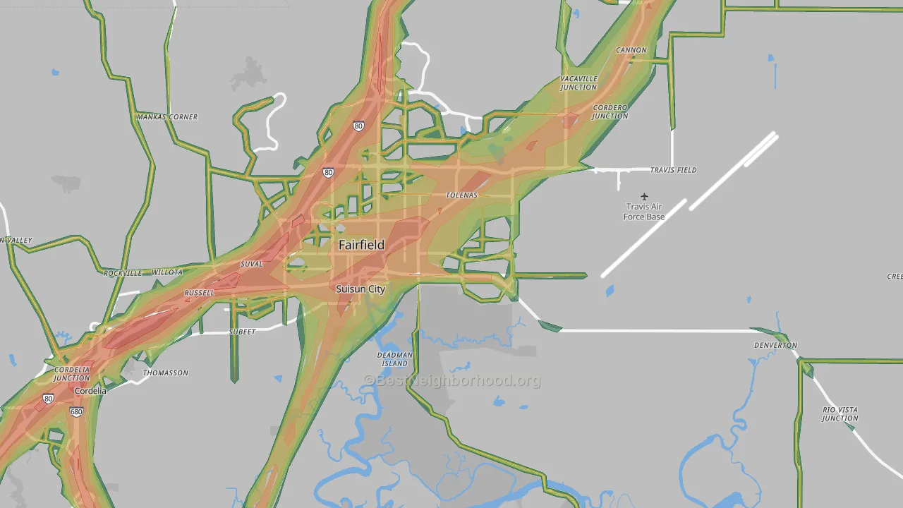 Suisun City, CA Map of Noise Levels in Suisun City
