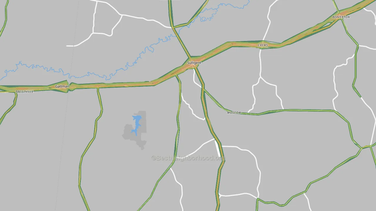 Sulligent, AL Map of Noise Levels in Sulligent