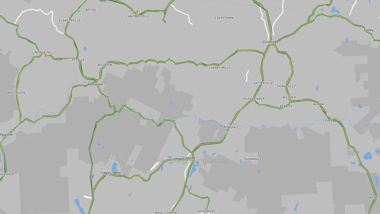 Sullivan County, PA Map of Noise Levels in Sullivan County