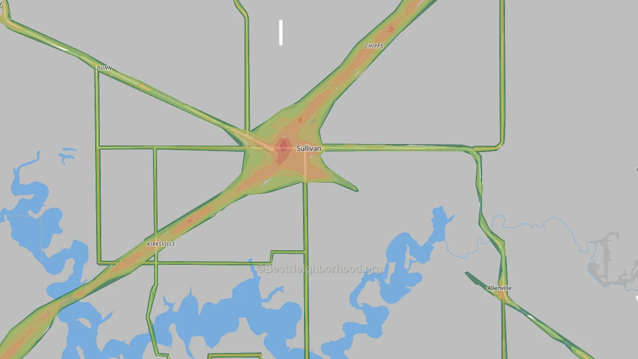 Sullivan, IL Map of Noise Levels in Sullivan