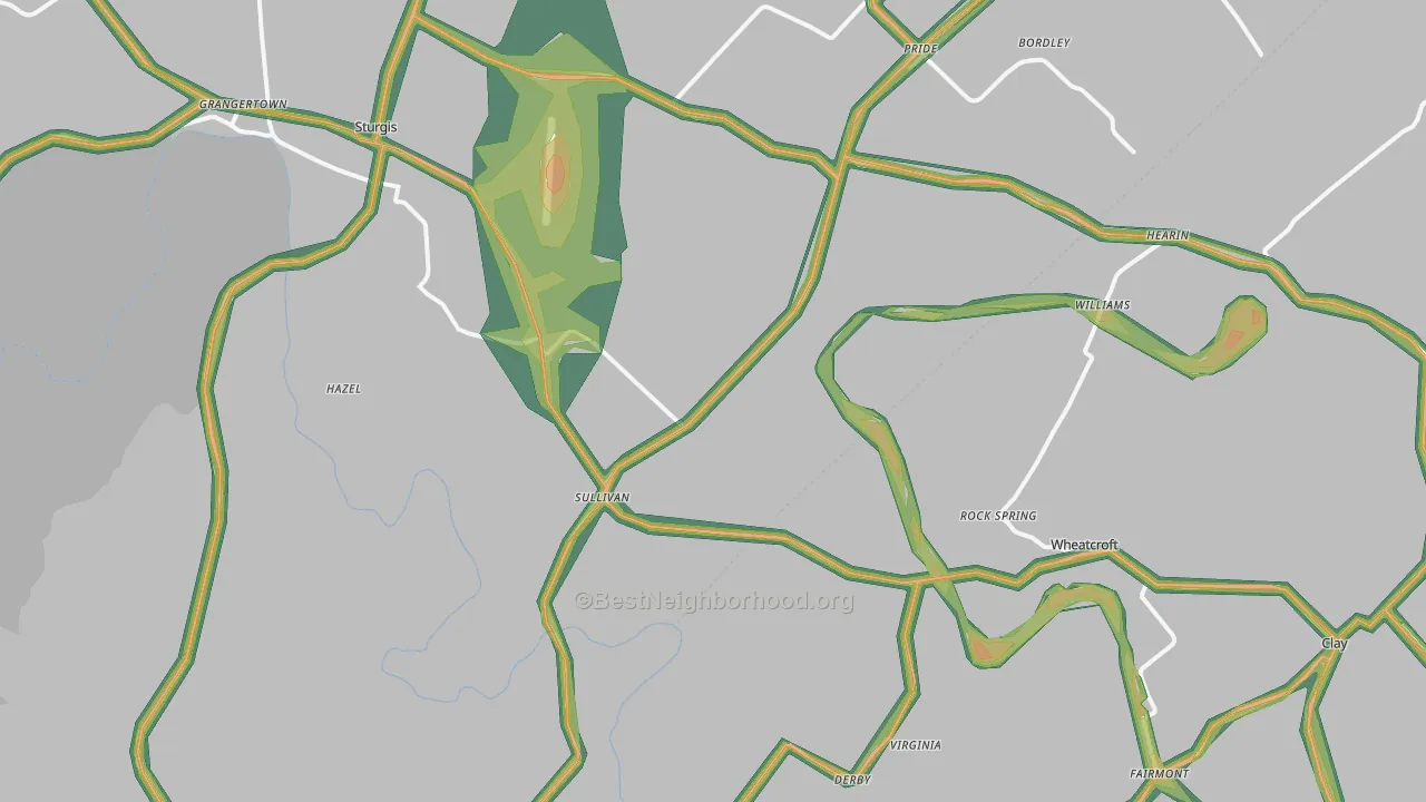 Sullivan, KY Map of Noise Levels in Sullivan