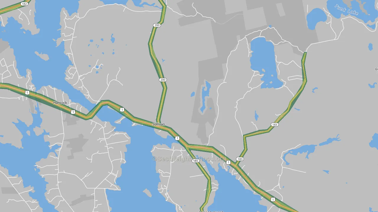 Sullivan, ME Map of Noise Levels in Sullivan