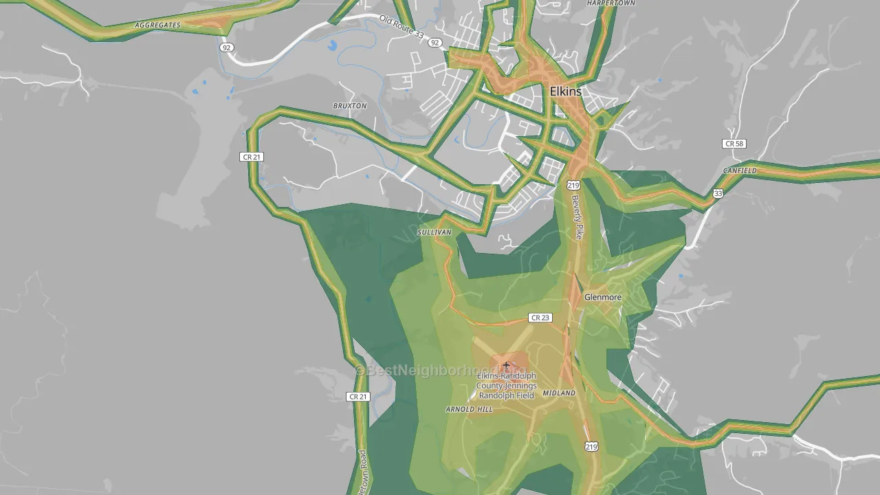 Sullivan, WV Map of Noise Levels in Sullivan