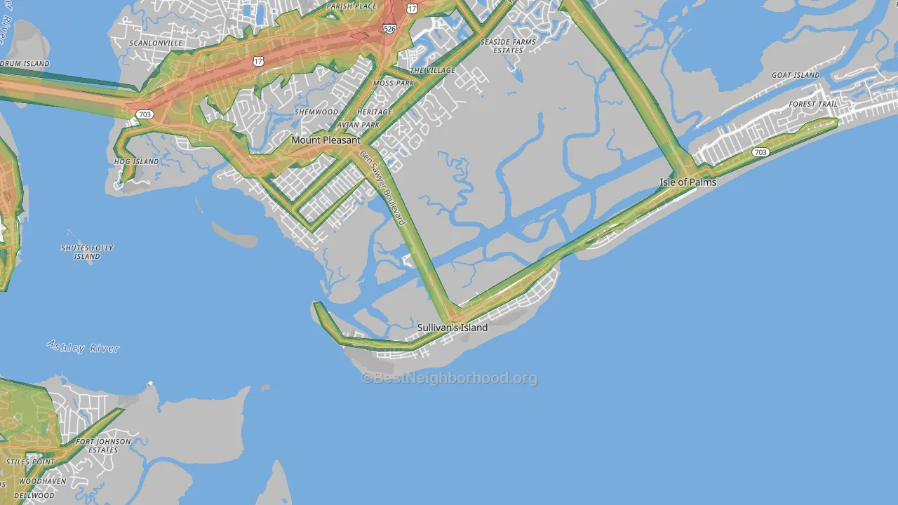 Sullivans Island, SC Map of Noise Levels in Sullivans Island