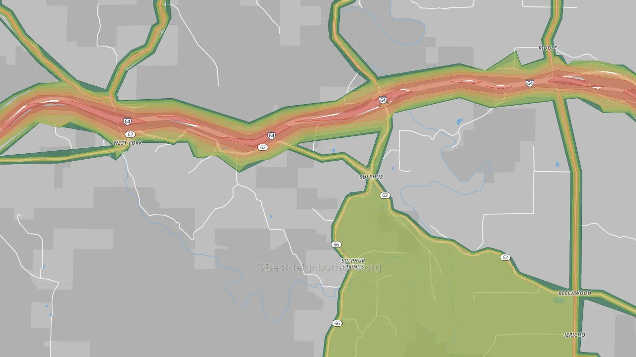 Sulphur, IN Map of Noise Levels in Sulphur
