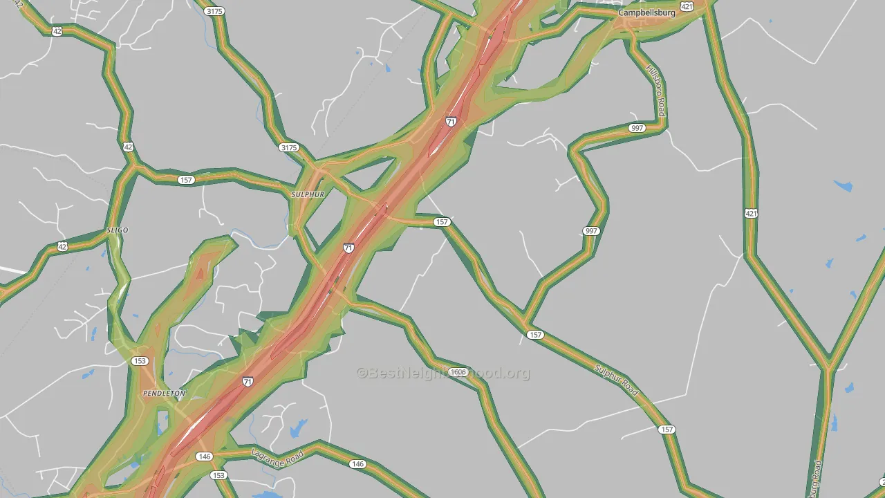 Sulphur, KY Map of Noise Levels in Sulphur