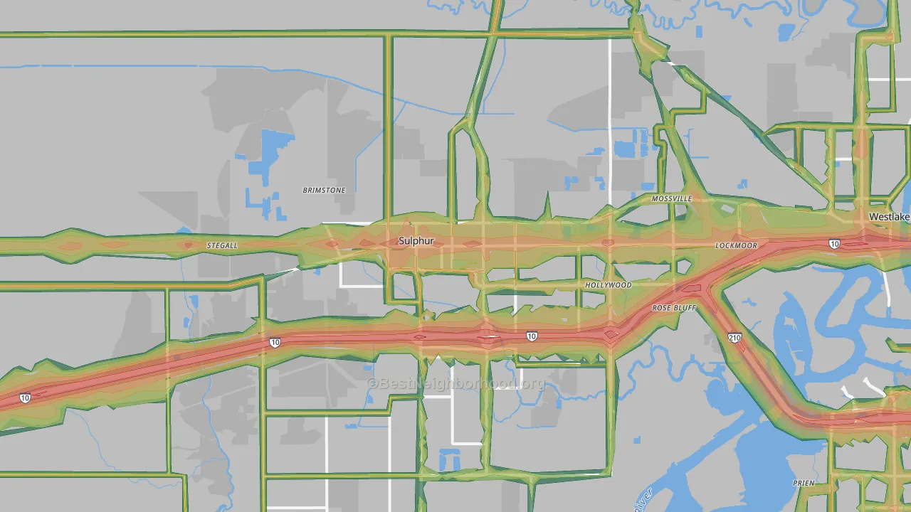 Sulphur, LA Map of Noise Levels in Sulphur