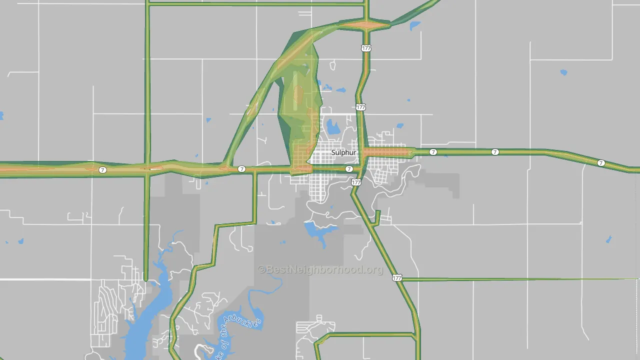 Sulphur, OK Map of Noise Levels in Sulphur
