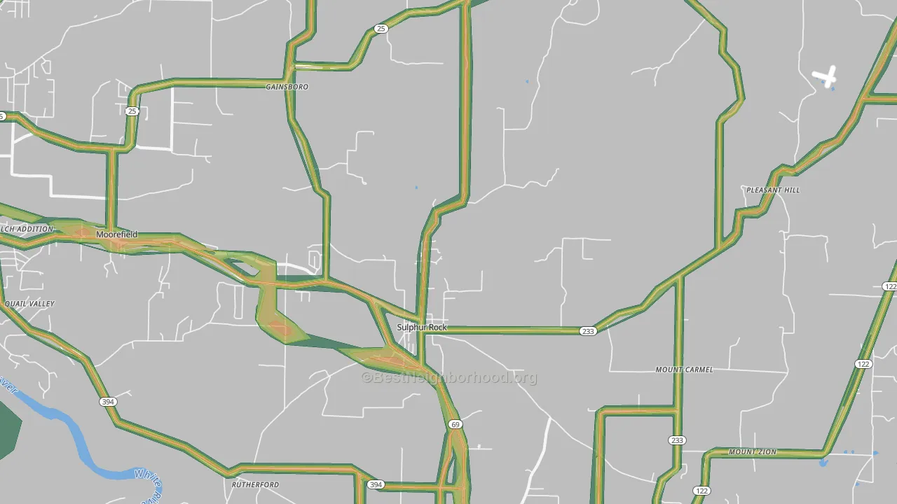 Sulphur Rock, AR Map of Noise Levels in Sulphur Rock