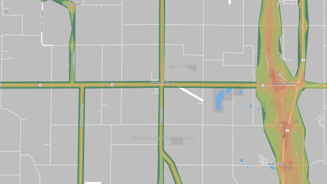 Sulphur Springs, IN Map of Noise Levels in Sulphur Springs