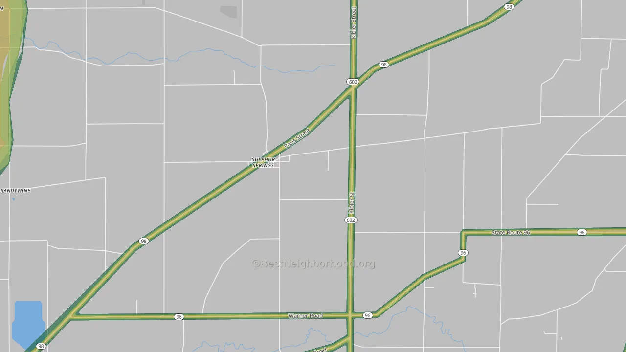 Sulphur Springs, OH Map of Noise Levels in Sulphur Springs