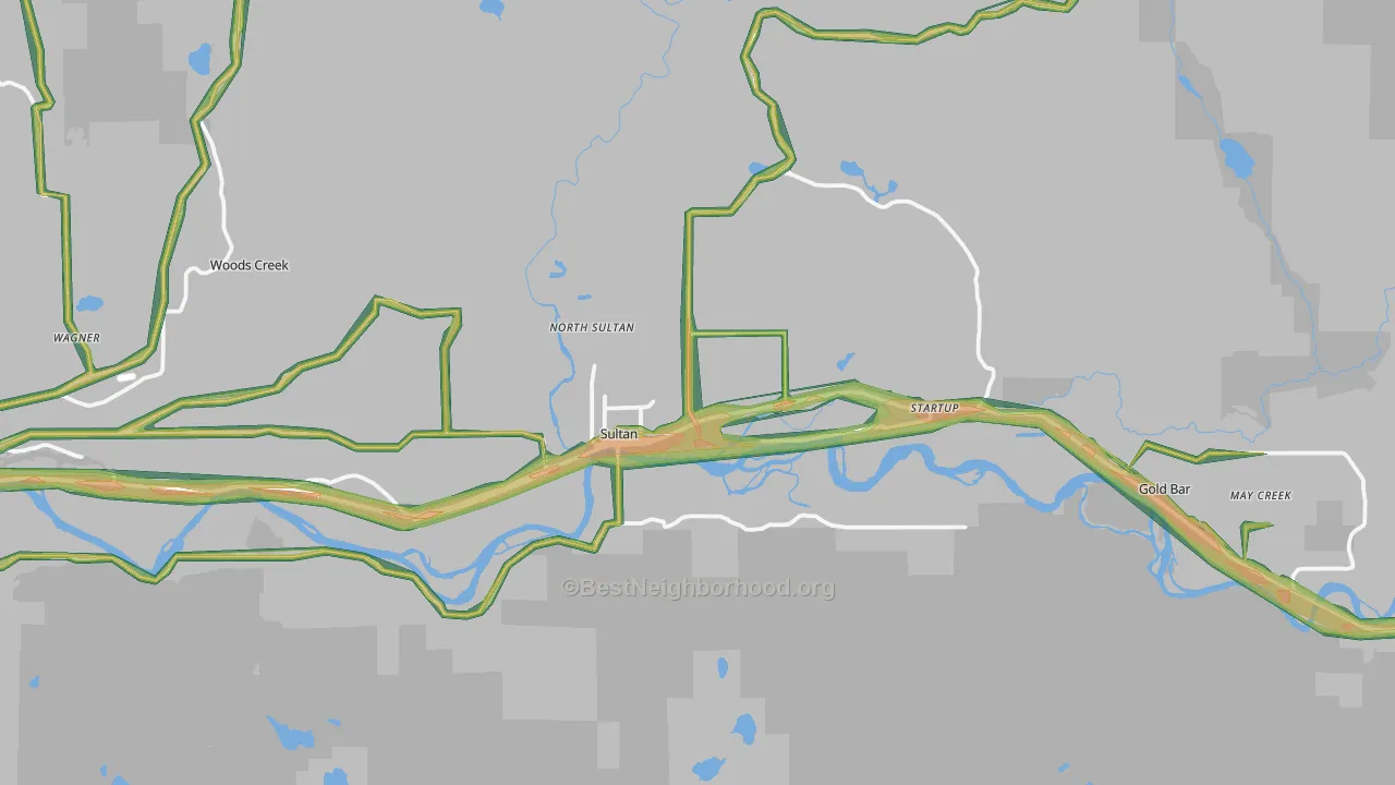 Sultan, WA Map of Noise Levels in Sultan