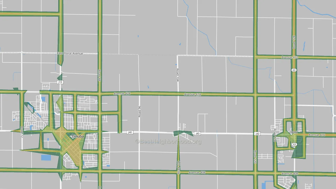 Sultana, CA Map of Noise Levels in Sultana