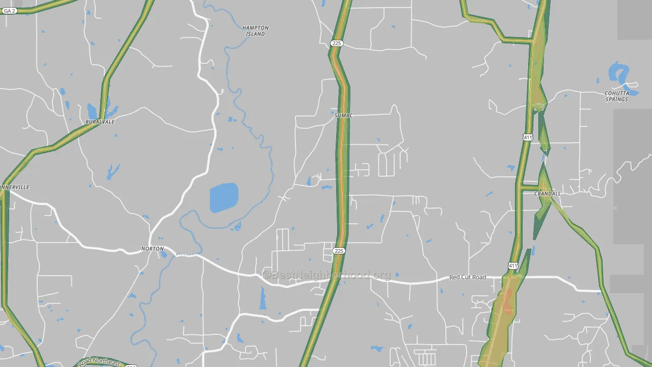 Sumac, GA Map of Noise Levels in Sumac
