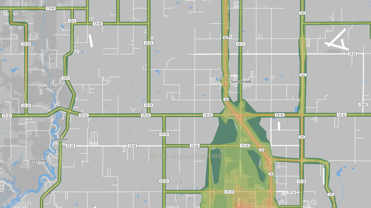 Summerdale, AL Map of Noise Levels in Summerdale