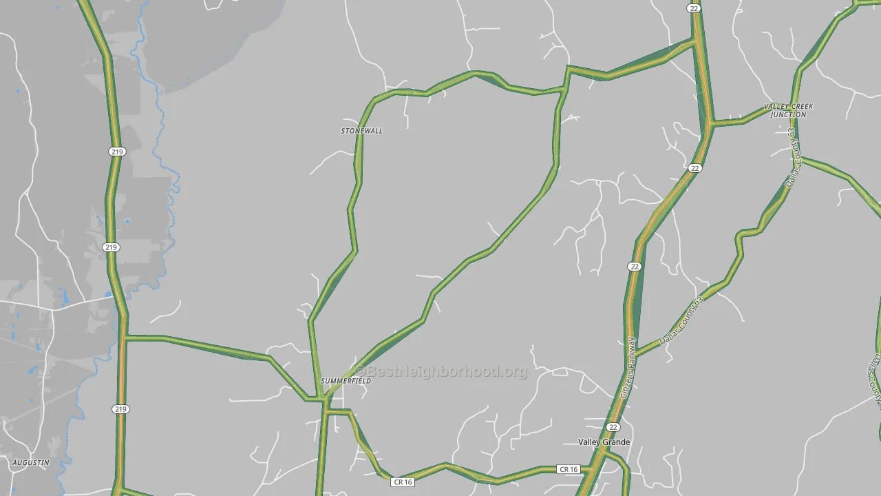 Summerfield, AL Map of Noise Levels in Summerfield