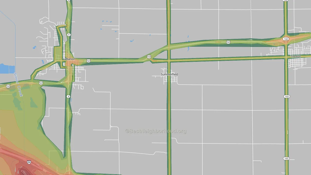 Summerfield, IL Map of Noise Levels in Summerfield