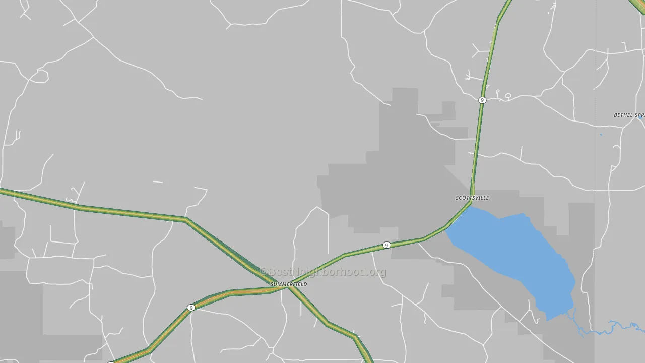 Summerfield, LA Map of Noise Levels in Summerfield