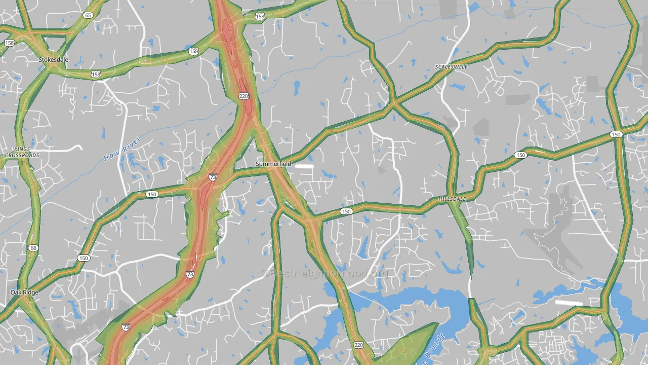 Summerfield, NC Map of Noise Levels in Summerfield