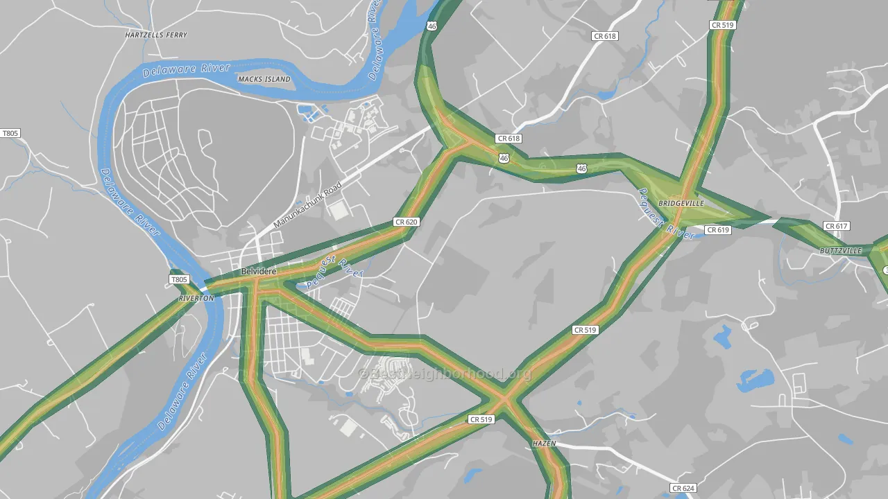 Summerfield, NJ Map of Noise Levels in Summerfield