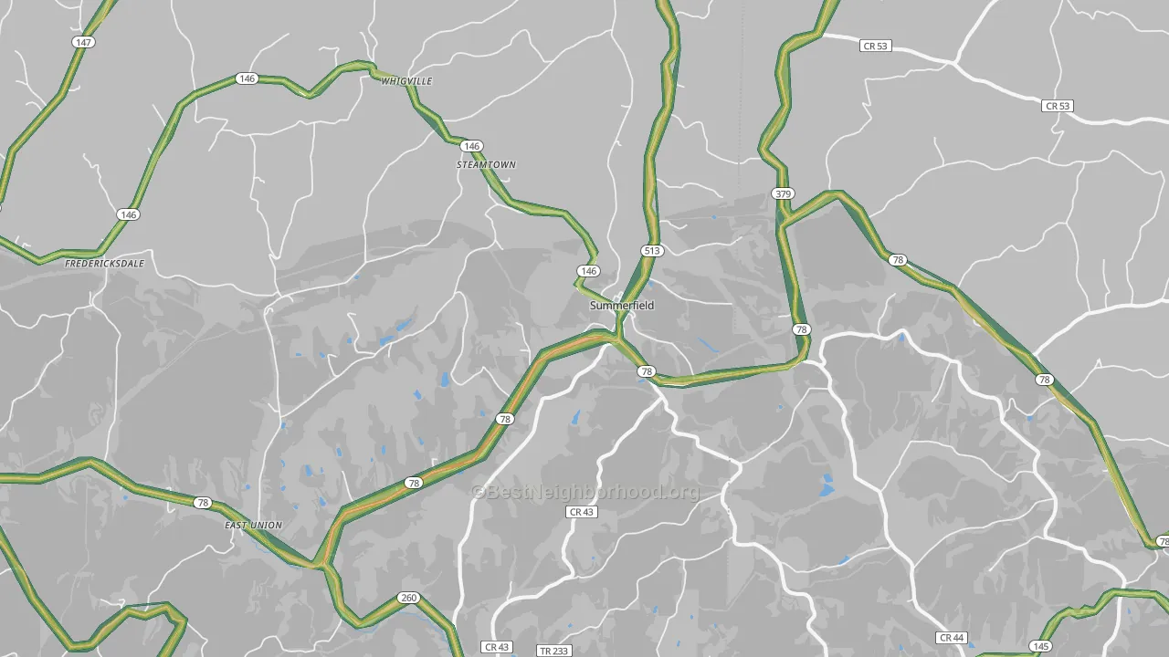 Summerfield, OH Map of Noise Levels in Summerfield