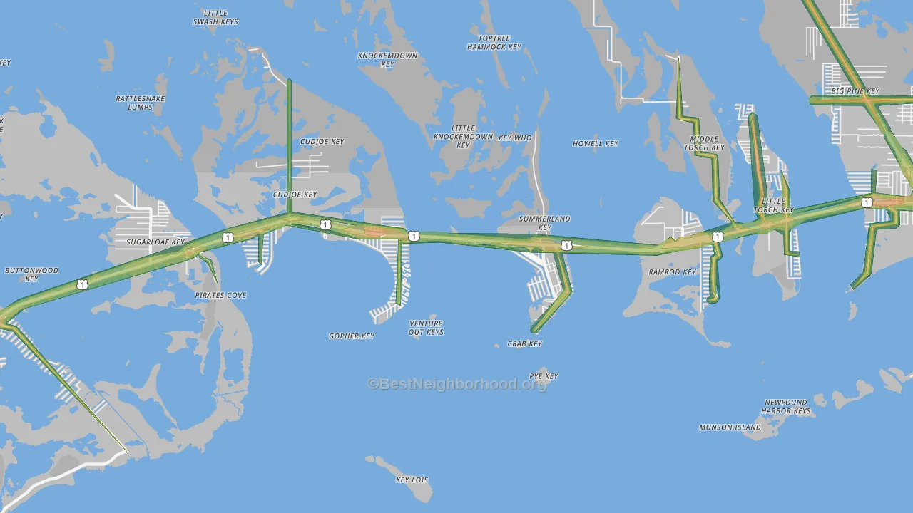 Summerland Key, FL Map of Noise Levels in Summerland Key