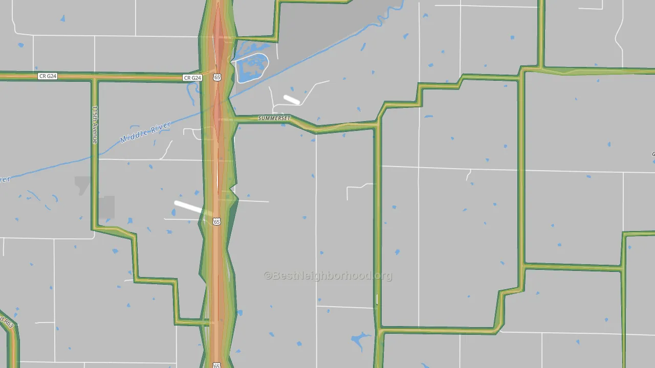 Summerset, IA Map of Noise Levels in Summerset