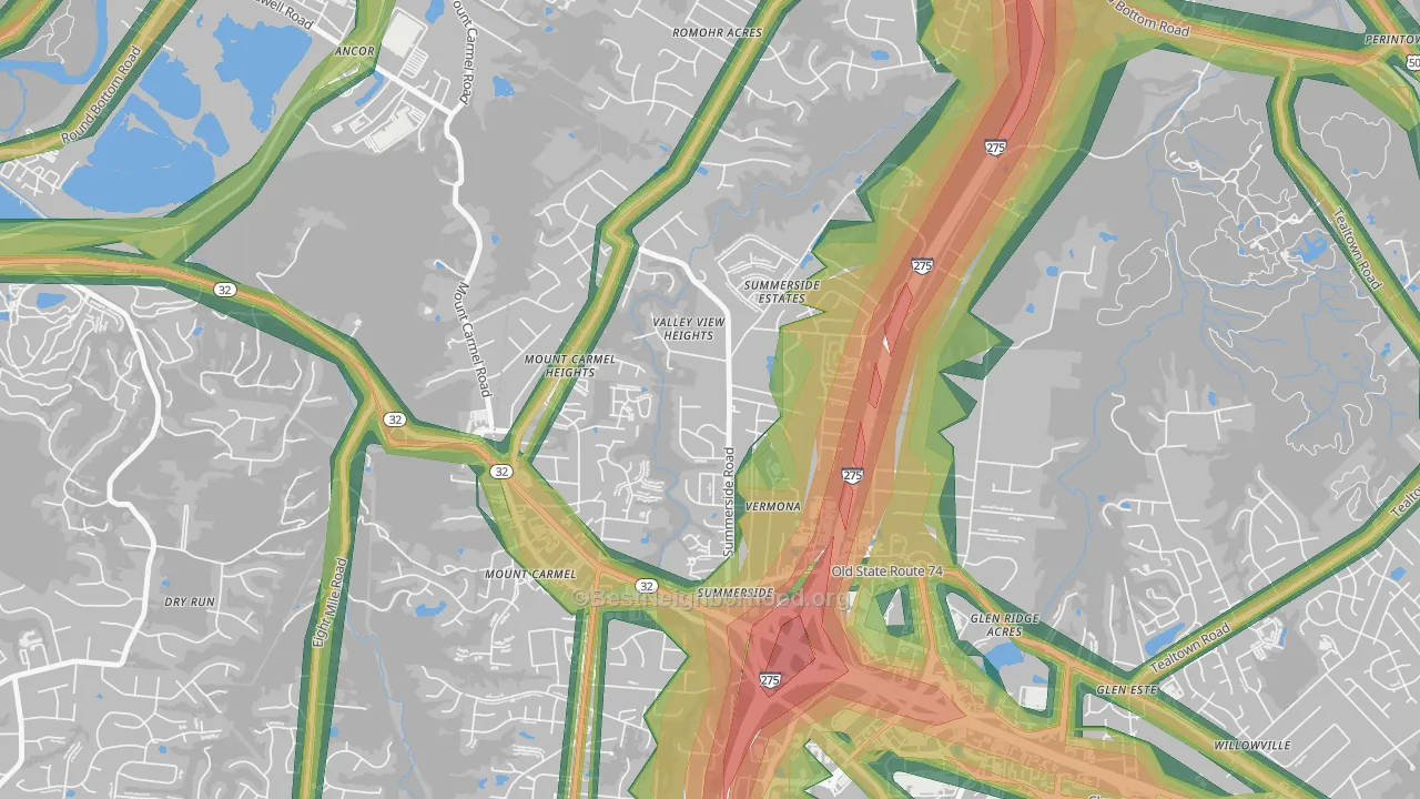 Summerside, Cincinnati, OH Map of Noise Levels in Summerside